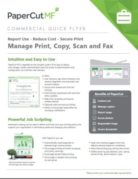 Commercial Flyer Cover, Papercut MF, Office Product Services, Ricoh, Savin, Lanier, Copier, Printer, MFP, Alaska, AK, dealer